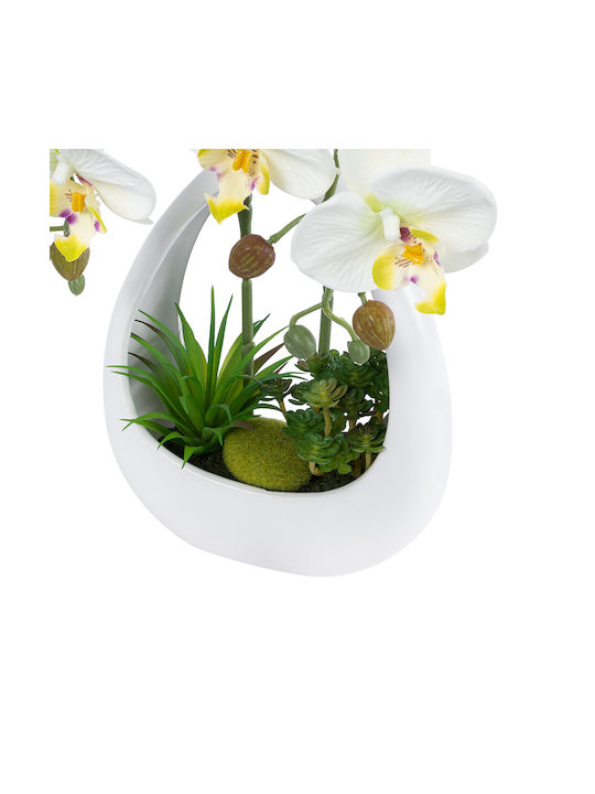 Globostar Artificial Garden White Orchid 21128 Decorative Plant White Orchid H39cm