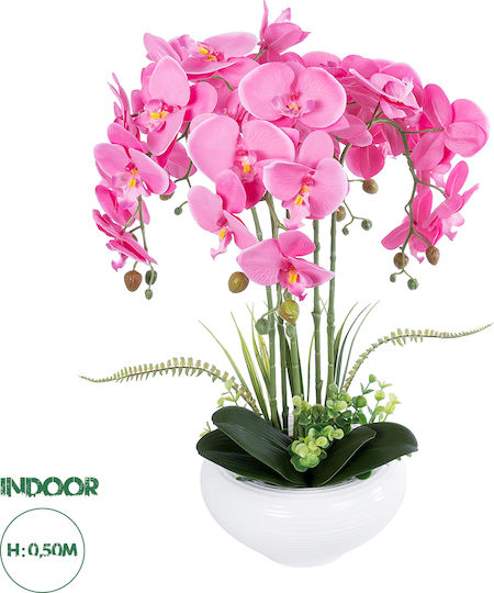 GloboStar Artificial Plant in Pot Orchid 50cm GloboStar Artificial Plant in Pot Orchid 50cm