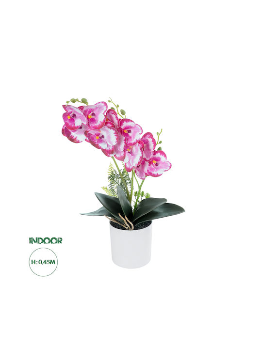 Globostar Künstliche Garten Pink + Fuchsia Orchidee 21079 Dekorative Pflanze Pink Fuchsia Orchidee H45cm