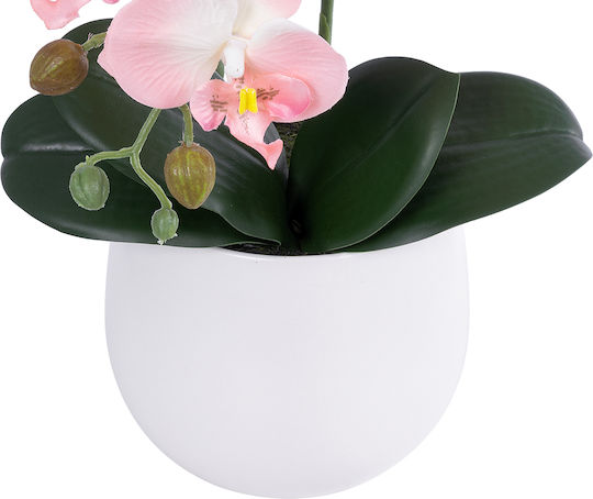 Globostar Künstlicher Garten Lachs Orchidee 21118 Dekorative Pflanze Pink-Orange Orchidee H45cm