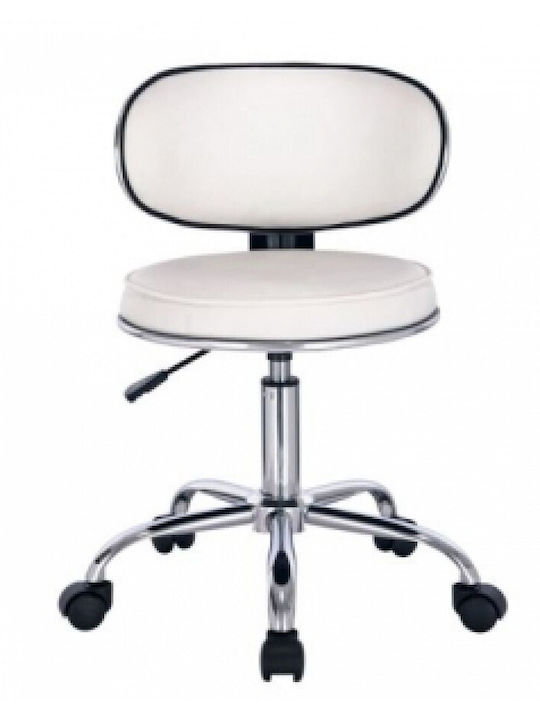 Office Desk Stool with Backrest Glory White 47x39x67cm