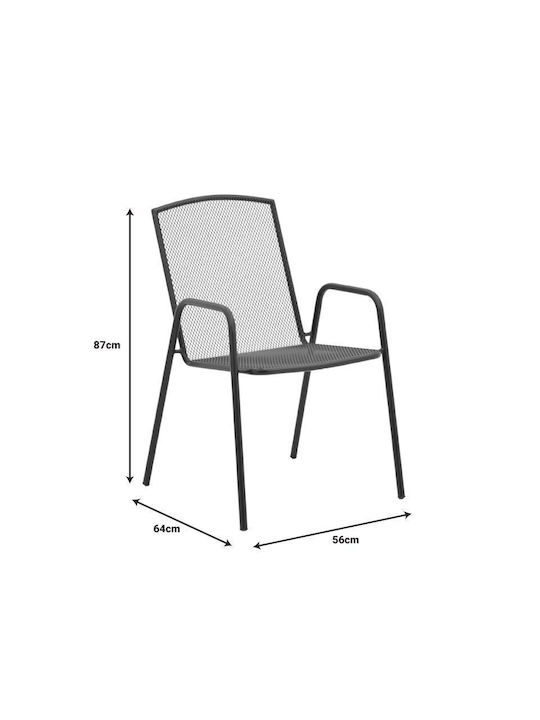 Outdoor-Stuhl Metallisch Pomedon Black Velvet-Black Metal 56x64x87εκ.