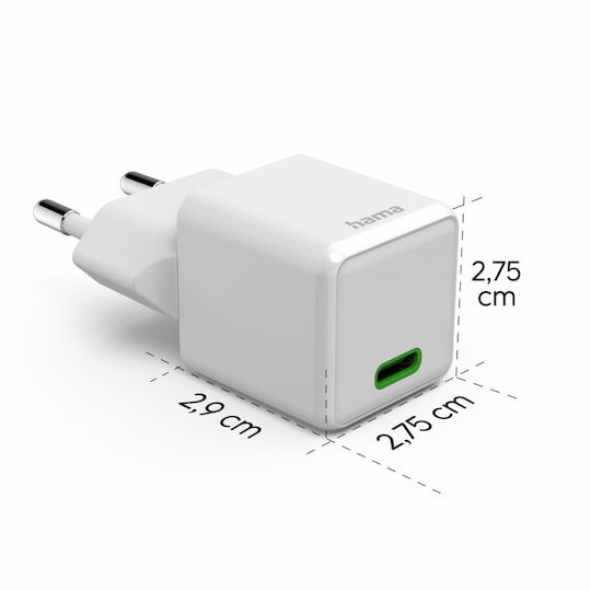 HAMA Charger Without Cable with USB-C Port 20W Power Delivery Whites (00201980)