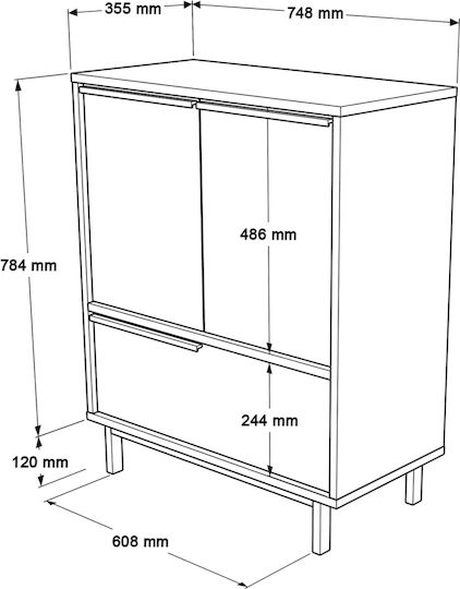 Μπουφές Emerson από Ξύλο & Μέταλλο Φυσικό 35.5x74.8x90.4cm