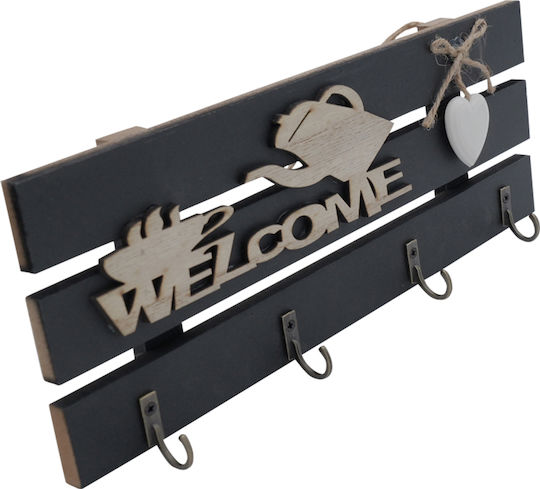Uncle George Wooden Wall Key Hook 4 Hooks 28x2x10.5cm