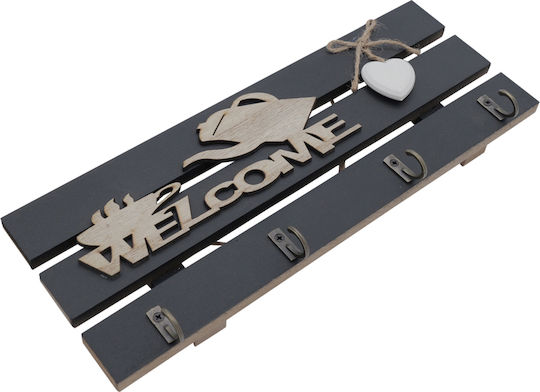 Uncle George Wooden Wall Key Hook 4 Hooks 28x2x10.5cm