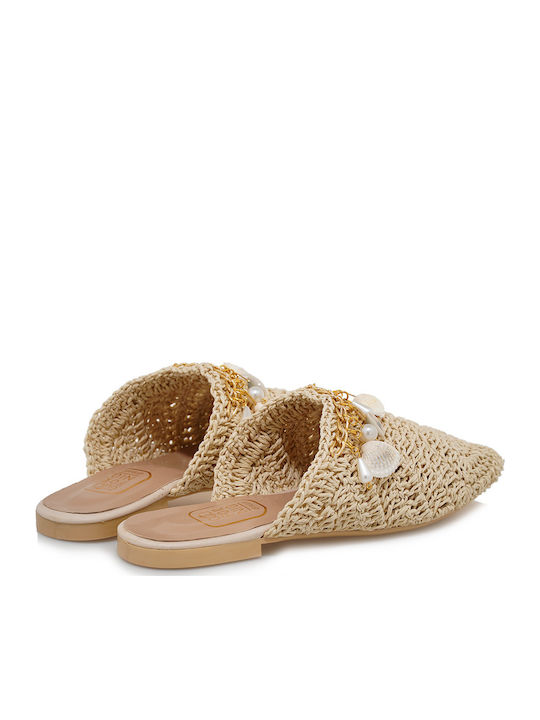 Flat Mules σε Μπεζ Χρώμα
