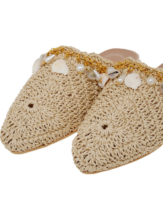 Flat Mules σε Μπεζ Χρώμα