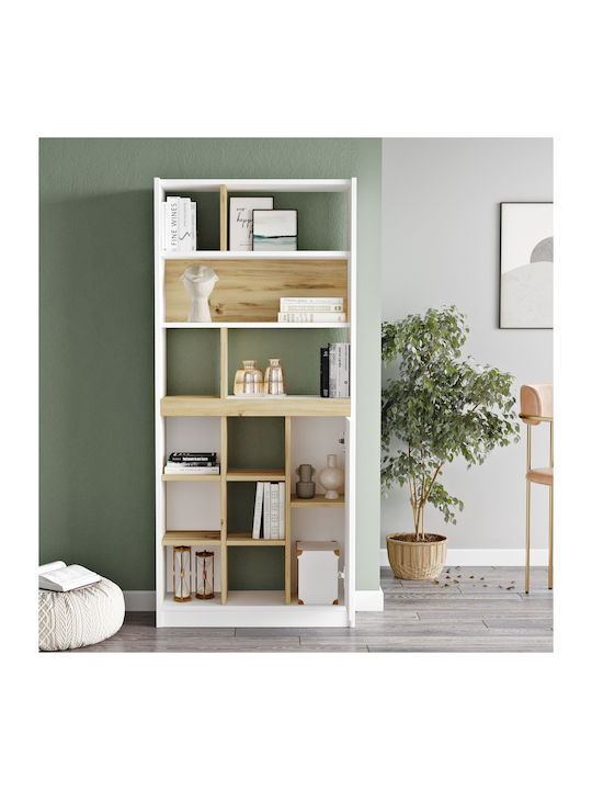 Bibliotecă Berrylands Alb/Natural 75.6x25x170cm