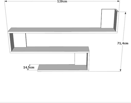 Raft Rafturi De Perete Ealing Alb 120x14.5x71.4cm