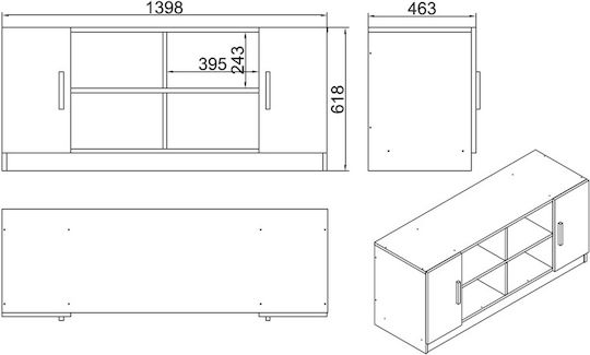 Βibliothek Edmonton Anthrazit 139.8x46.3x61.8cm