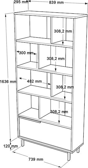 Bibliothek Mells Weiß 29.5x83.9x175.6cm