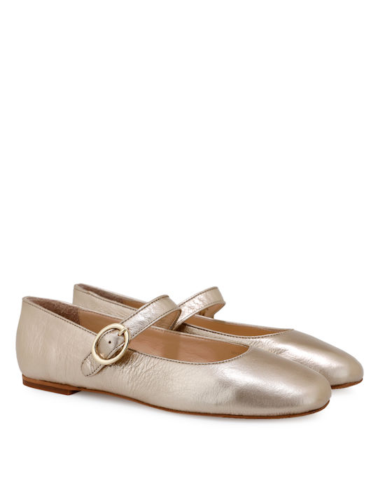 Tsakiris Mallas Leather Ballerinas Gold