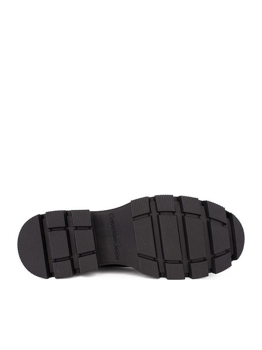 Leder Damen Chelsea Stiefeletten mit mittlerem Absatz Schwarz