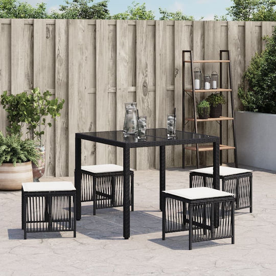 Σκαμπό Rattan 4τμχ 41x41x36cm Σκαμπό Rattan 4τμχ 41x41x36cm