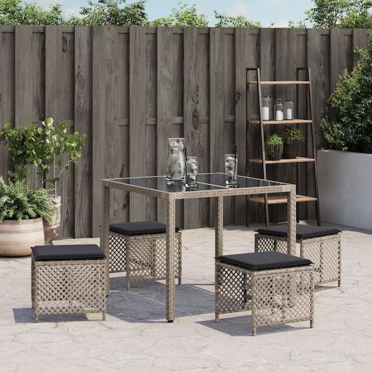 Σκαμπό Rattan 4τμχ 41x41x36cm Σκαμπό Rattan 4τμχ 41x41x36cm
