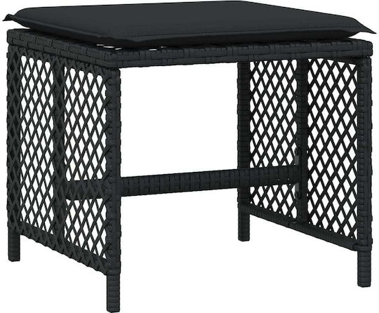 Garden Stool Cube Outdoor Rattan with Cushion Black 4 Pieces 41x41x36cm