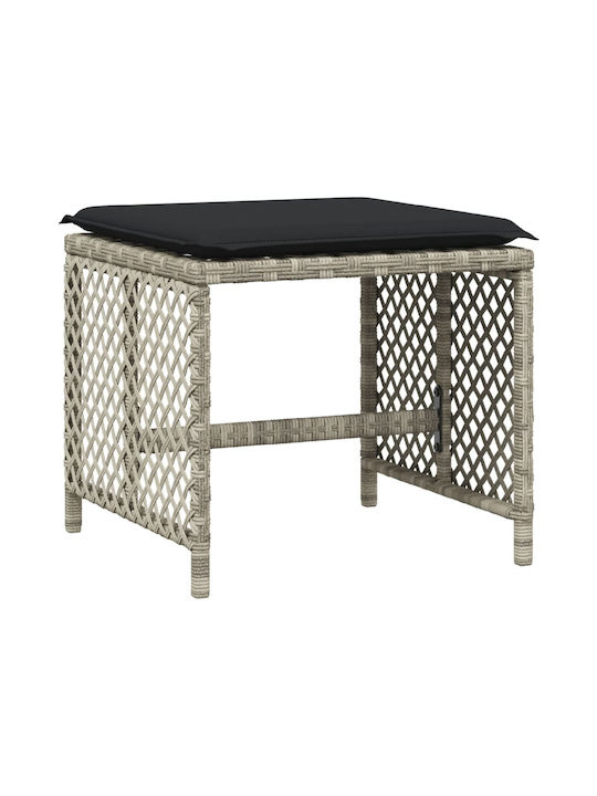 Băncuțe De Grădină Cub Pentru Exterior Rattan Cu Pernă Gri 4 Buc 41x41x36cm