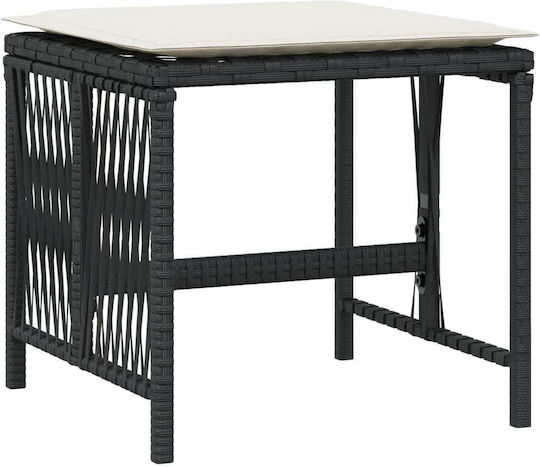 Garden Stool Cube Outdoor Rattan with Cushion Black 4 Pieces 41x41x36cm