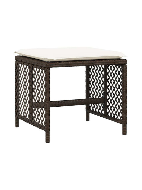 Băncuțe De Grădină Cub Pentru Exterior Rattan Cu Pernă Maro 4 Buc 41x41x36cm
