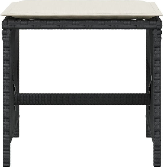 Garden Stool Cube Outdoor Rattan with Cushion Black 4 Pieces 41x41x36cm