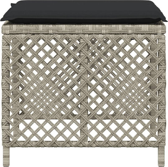 Garden Stool Cube Outdoor Rattan with Grey Cushion 4 Pieces 41x41x36cm