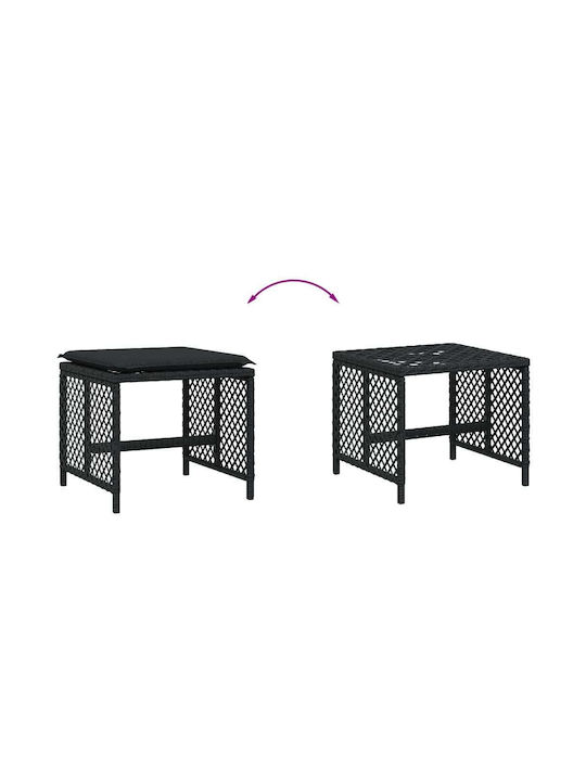 Gartenhocker Würfel Außengebrauch Rattan mit Kissen Schwarze 4 Stück 41x41x36cm