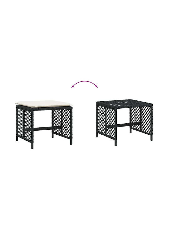 Băncuțe De Grădină Cub Pentru Exterior Rattan Cu Pernă Negre 4 Buc 41x41x36cm
