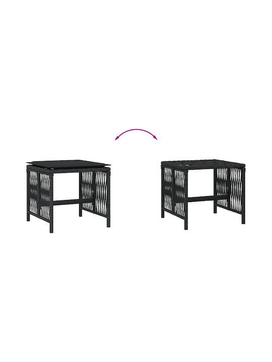 Băncuțe De Grădină Cub Pentru Exterior Rattan Cu Pernă Negre 4 Buc 41x41x36cm