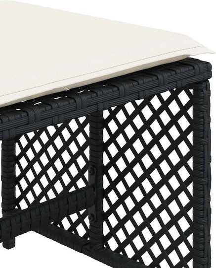 Σκαμπό Κύβος Εξωτερικού Χώρου Rattan με Μαξιλάρι Μαύρα 4τμχ 41x41x36cm