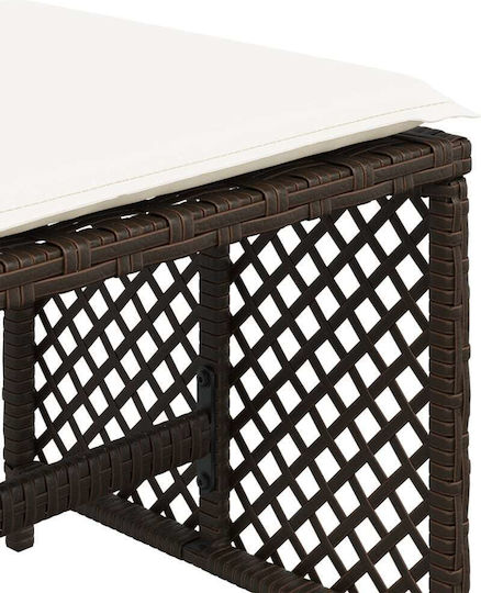 Băncuțe De Grădină Cub Pentru Exterior Rattan Cu Pernă Maro 4 Buc 41x41x36cm