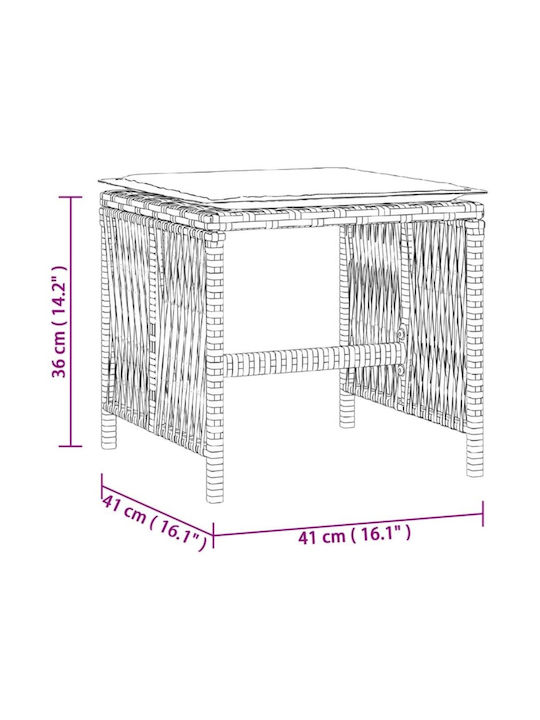 Băncuțe De Grădină Cub Pentru Exterior Rattan Cu Pernă Negre 4 Bucăți 41x41x36cm