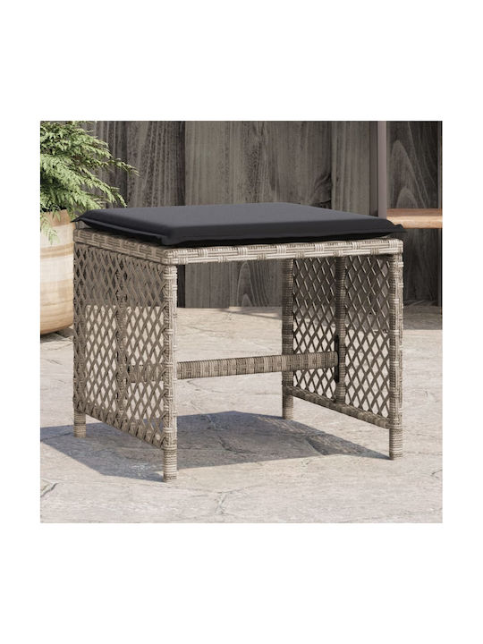 Băncuțe De Grădină Cub Pentru Exterior Rattan Cu Pernă Gri 4 Buc 41x41x36cm