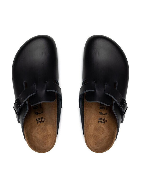 Boston NL Leder Herren Hausschuhe Schwarz Schmale Passform