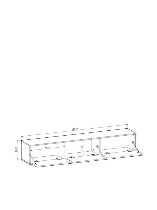 LH Home Furniture TV-Ständer aus Metall & Holz in Grau 175x32x30cm