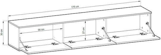 TV Stand Made of Metal and Wood Grey 175x32x30cm