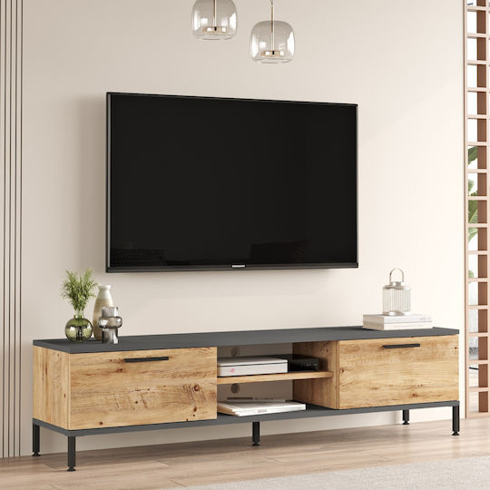 Enfield TV Stand Made of Solid Pine Wood/Anthracite L160xD35xH39.1cm