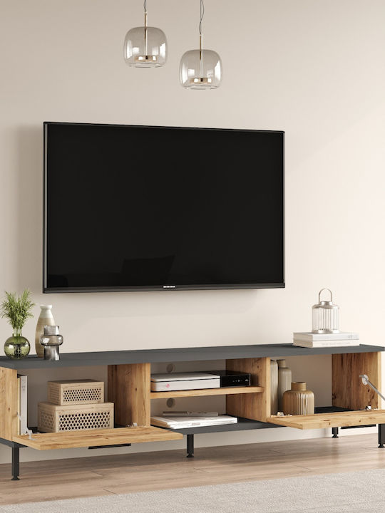 Enfield TV Stand Made of Solid Pine Wood/Anthracite L160xD35xH39.1cm