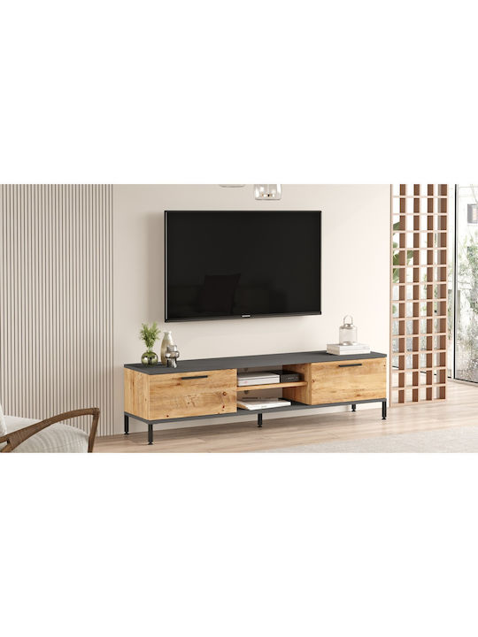 Enfield TV Stand Made of Solid Pine Wood/Anthracite L160xD35xH39.1cm