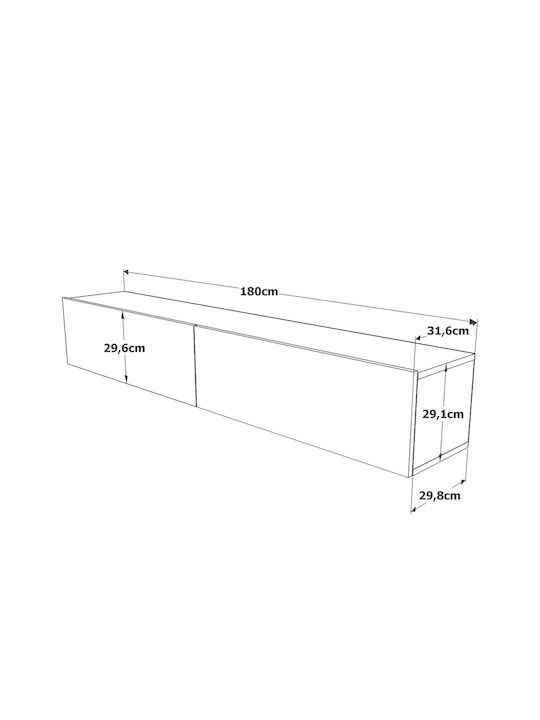 TV Stand Kent Pine L180xD31.6xH29.6cm