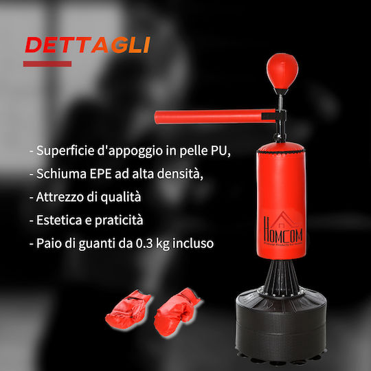 Homcom Boxing Bag Adjustable Height Punching Ball Filled Base 88x48x155-205 Cm Red Black