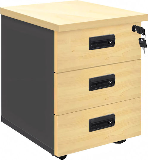 Office Storage Chipboard Drawer Natural/carbon black L40xW40xH63cm Office Storage Chipboard Drawer Natural/carbon black L40xW40xH63cm