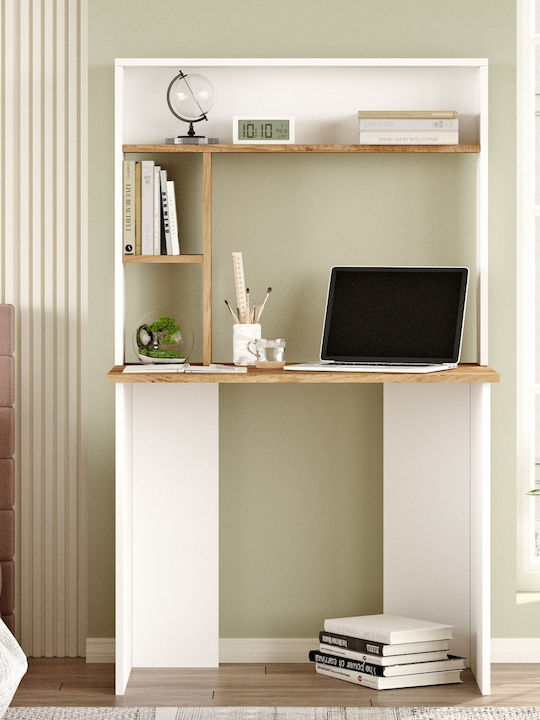 Desk Brompton Wooden Pine/White 90x51.6x148cm
