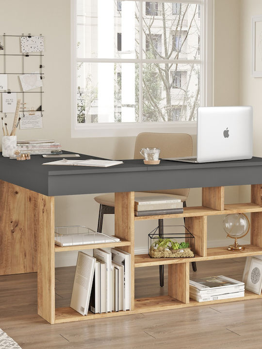 Schreibtisch Cann Holz Pine/anthracite 115x120x72cm