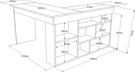 Γραφείο Cann Ξύλινο Πεύκο/λευκό 115x120x72εκ.