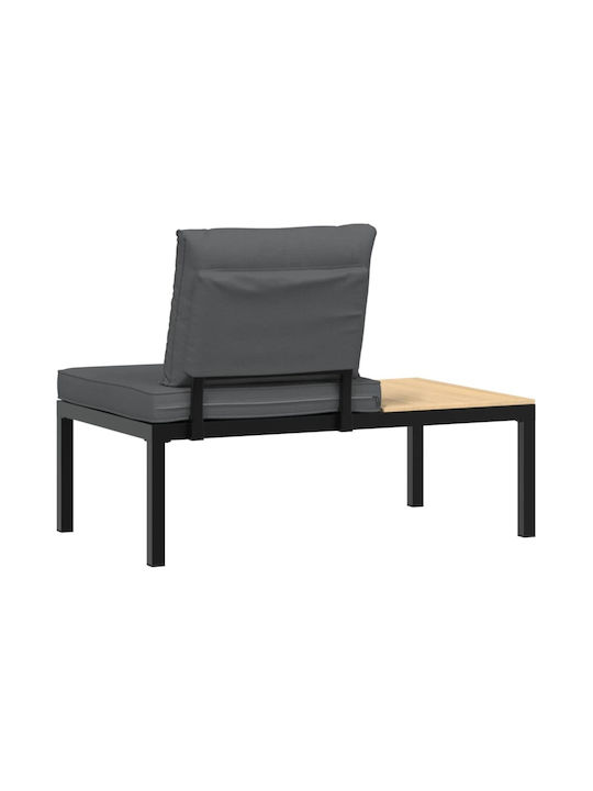 Bench Outdoor Metal Black with Pillows 65x65x73cm