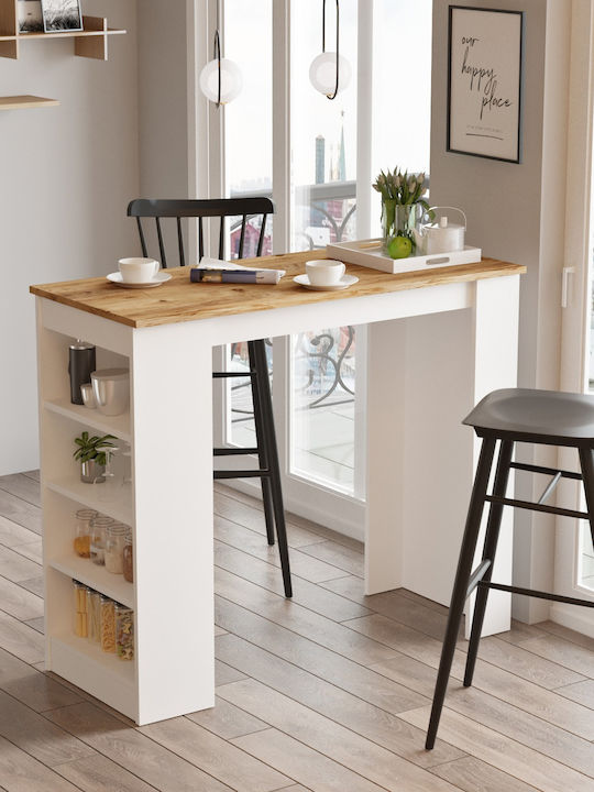 Brockley Bar Table Wooden Pine/White 120x51.6x101.8cm