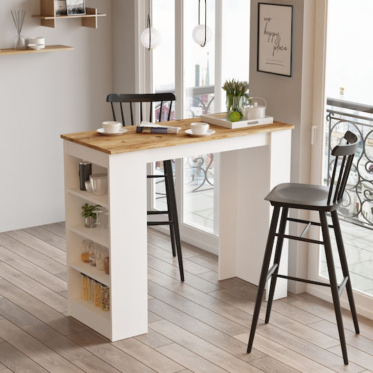 Brockley Bar Table Wooden Pine/White 120x51.6x101.8cm