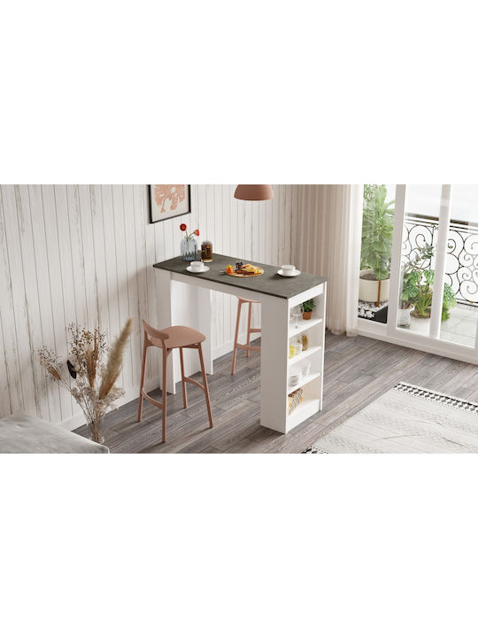 Brockley Table Bar Wooden with Cement Frame White/Grey 120x51.6x101.8cm