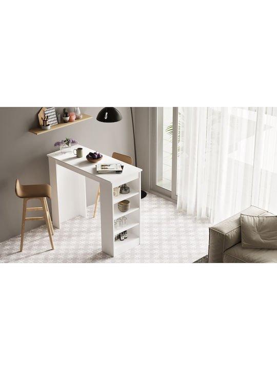 Brockley Table Bar Wooden White 120x51.6x101.8cm